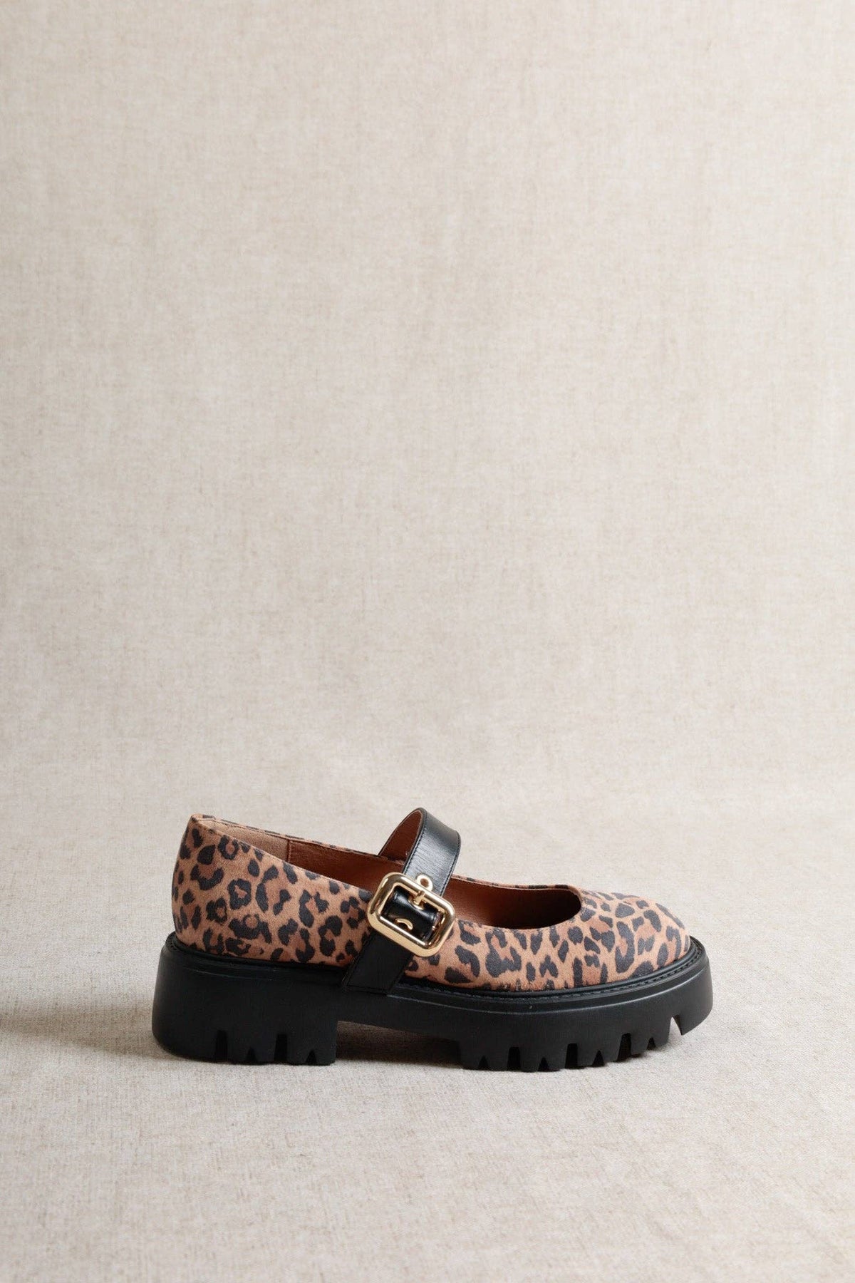 CLARK LEO – Sapatos Mary Jane em camurça com estampa de leopardo: 37
