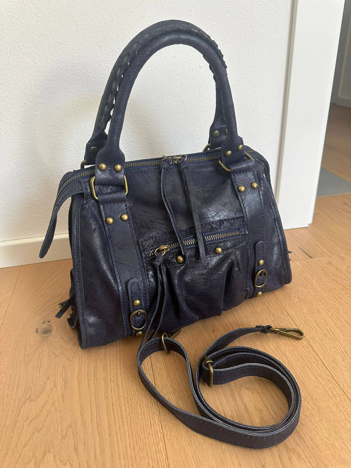 Bolsa média em couro legítimo CITY BAG: Castanho escuro