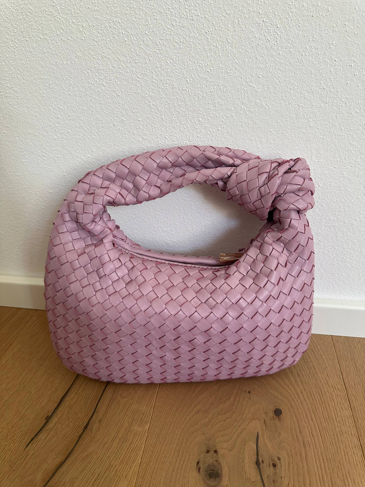Bolsa JOLIE wild pequena em couro sauvage entrelaçado genuíno: Prata