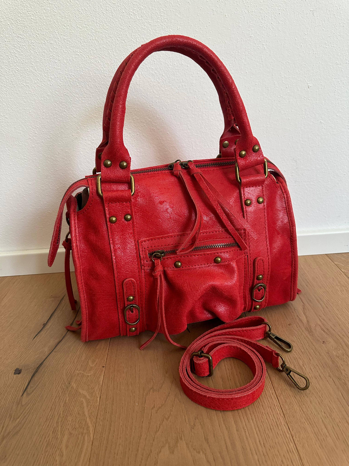 Bolsa média em couro legítimo CITY BAG: Castanho escuro