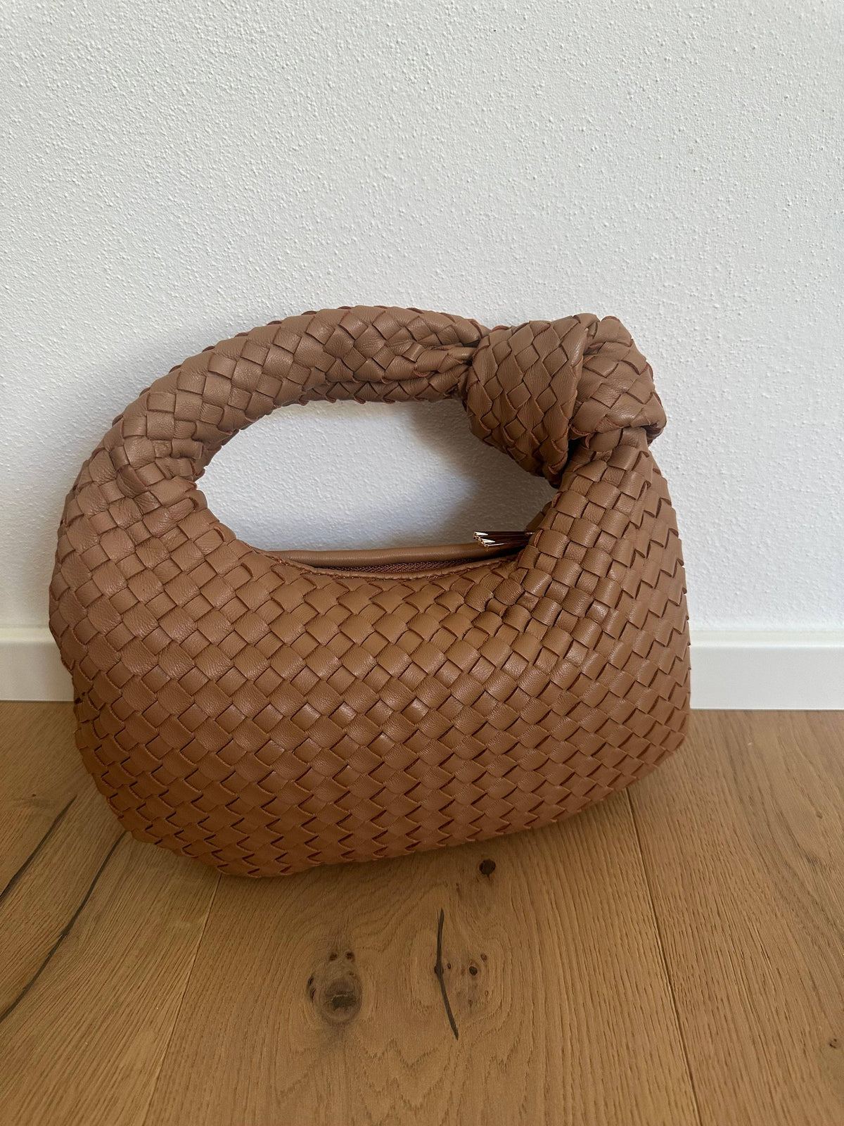 Bolsa JOLIE wild pequena em couro sauvage entrelaçado genuíno: Prata