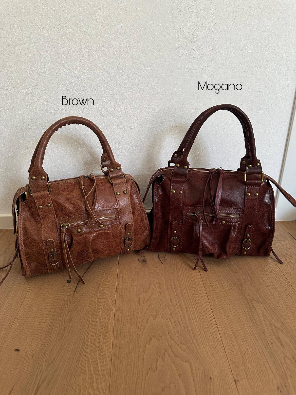 Bolsa média em couro legítimo CITY BAG: Castanho escuro