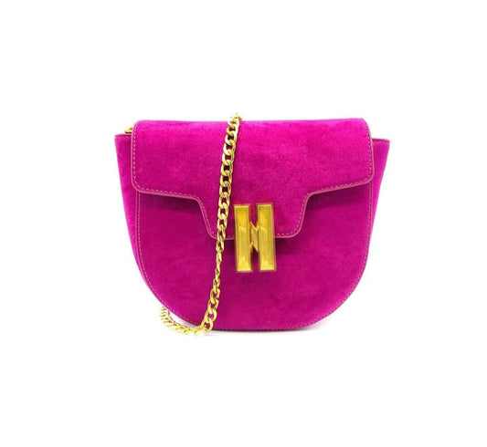 CELESTE FUCHSIA VELVET SMALL SHOULDER BAG