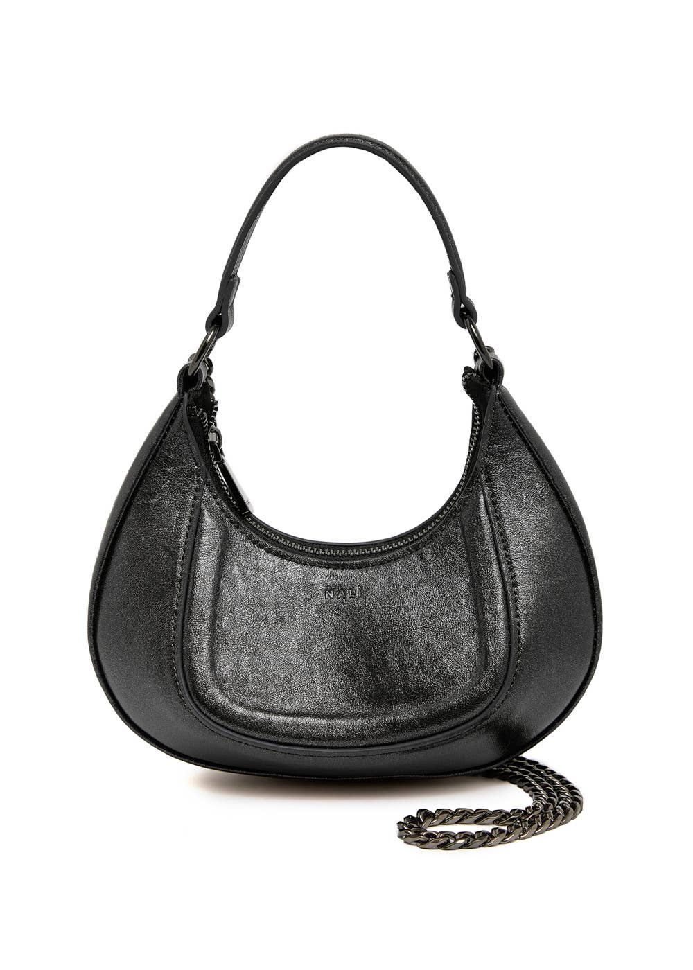 AMELIE BLACK METALLIC HOBO BAG